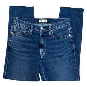 Madewell The Girlfriend High Rise Straight Leg Denim Jeans Raw Hem